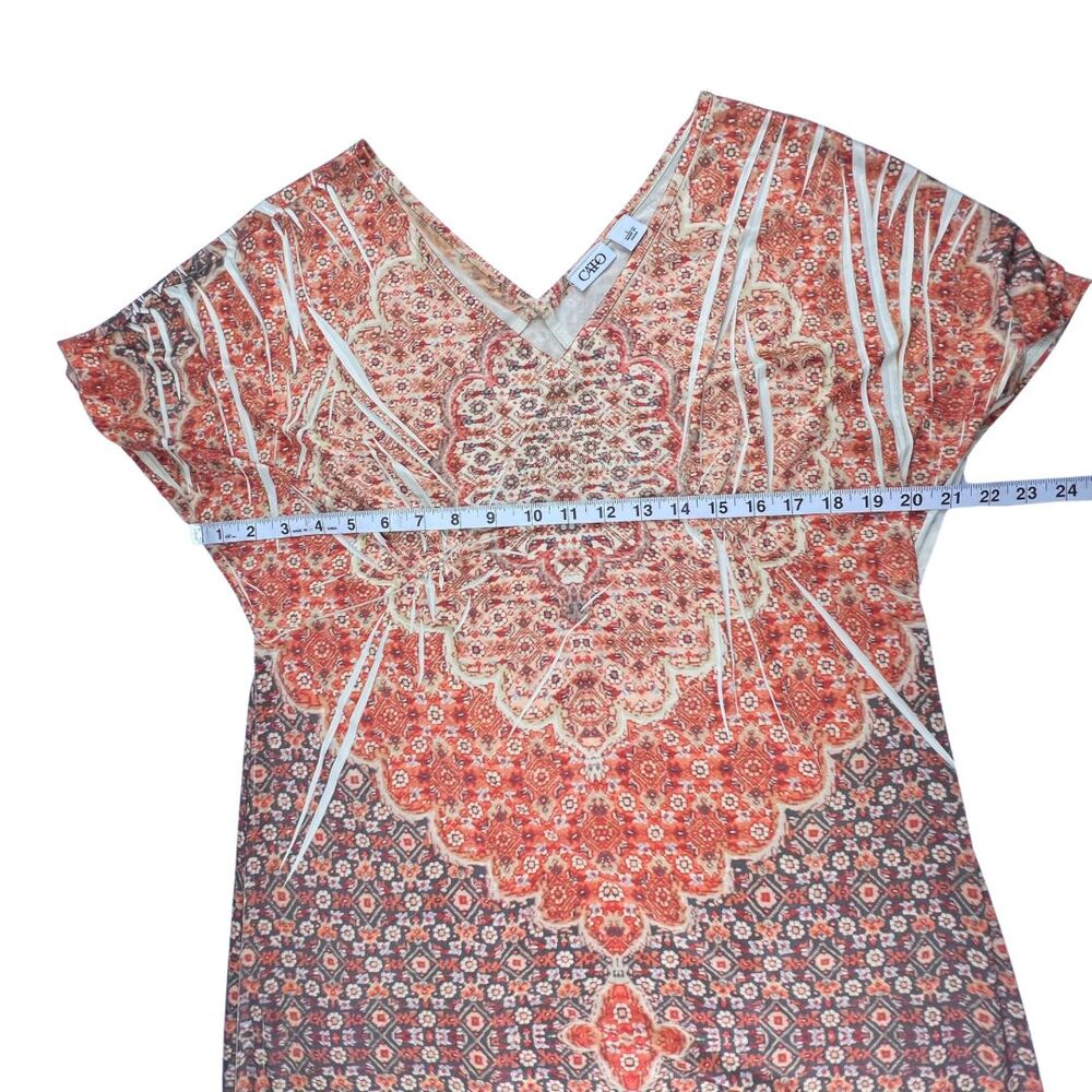 Cato Day Dress L Coral Cream Orange Floral Mandala Casual Festival Boho Dress - Picture 7 of 13